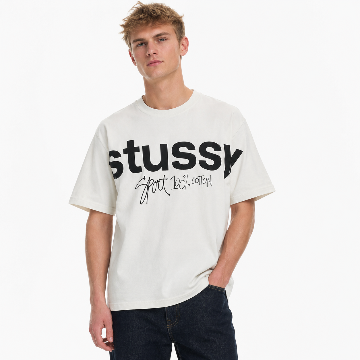 Stussy Sport 100% Pigment Dyed T-Shirt Natural