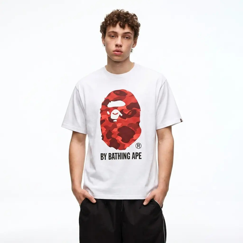 BAPE A Bathing Ape Color Camo T-Shirt White Red