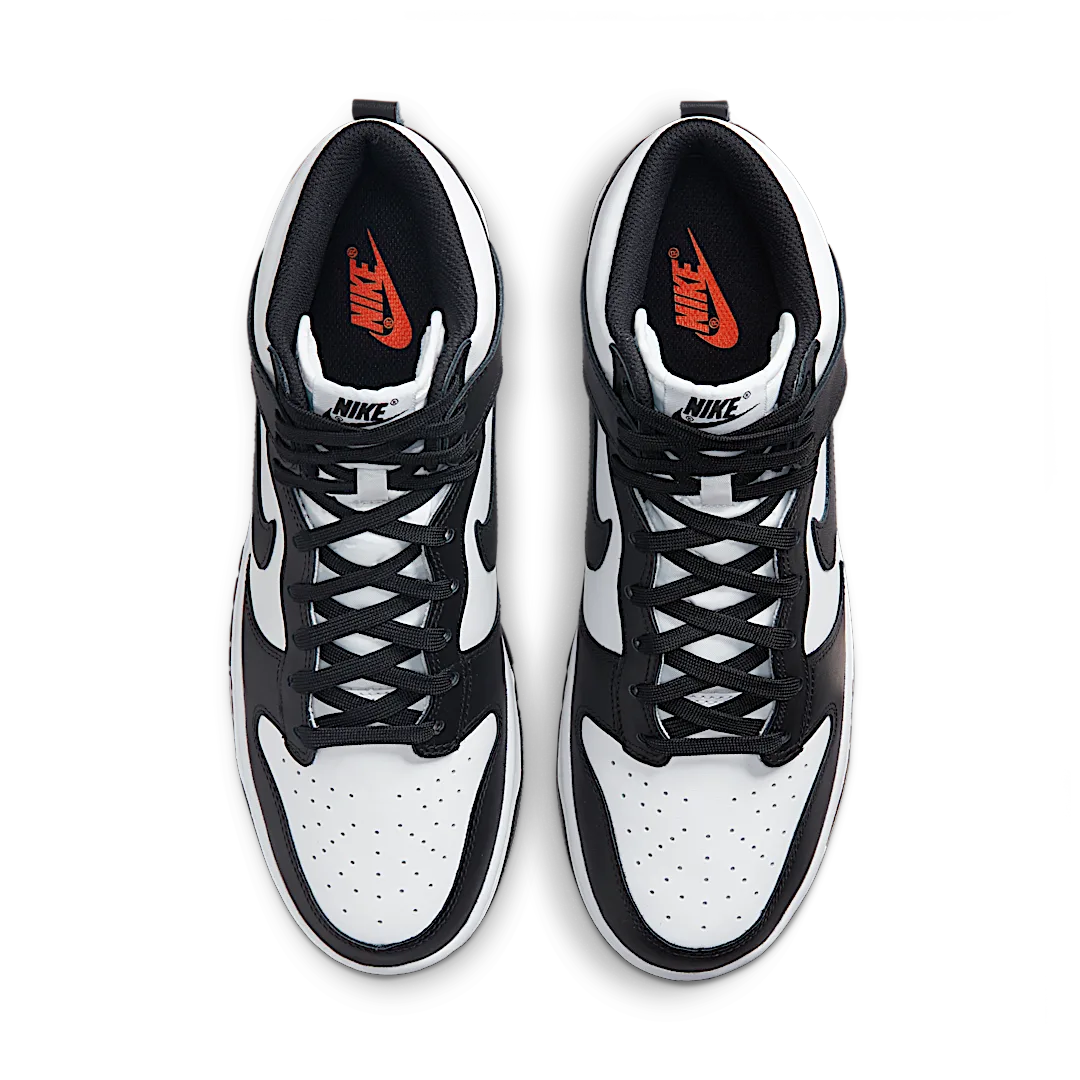 Nike Dunk High Panda Black White (2021/2024), White/Black-Total Orange (DD1399-105 / DD1869-103)