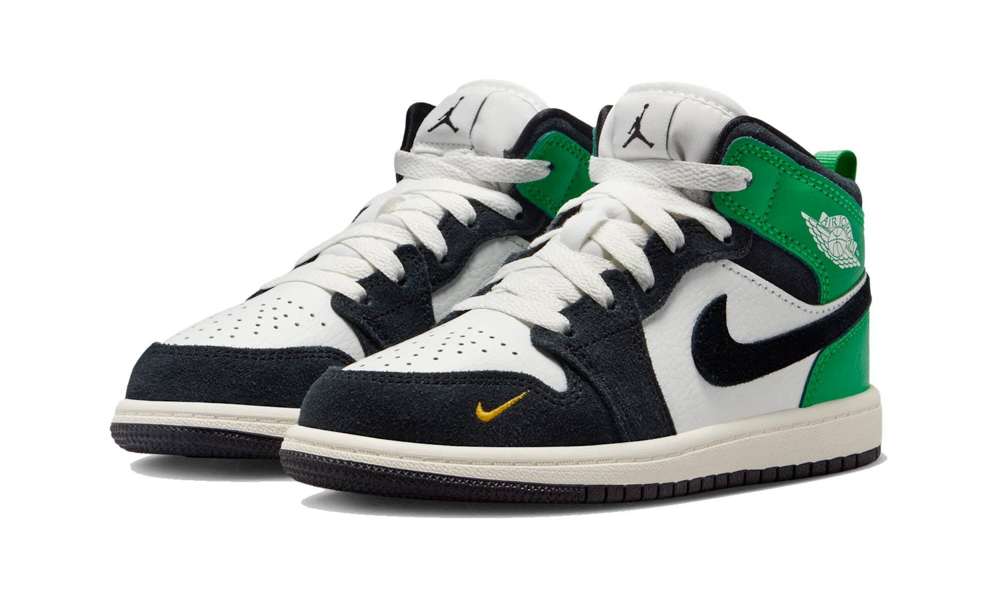 Air Jordan 1 Mid Summit White/Lucky Green/University Gold/Black