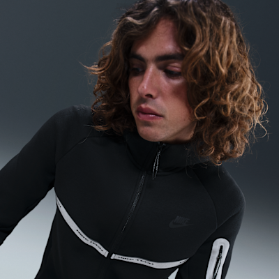 Nike Tech Men's Full-Zip Fleece Windrunner Jacket with Reflective Design Accents Black/Black