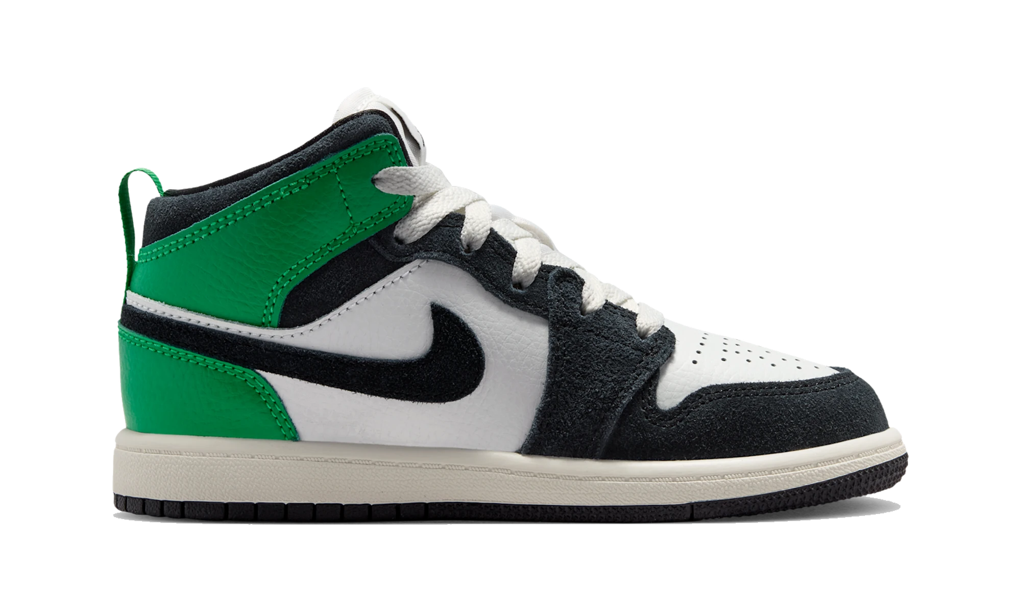 Air Jordan 1 Mid Summit White/Lucky Green/University Gold/Black