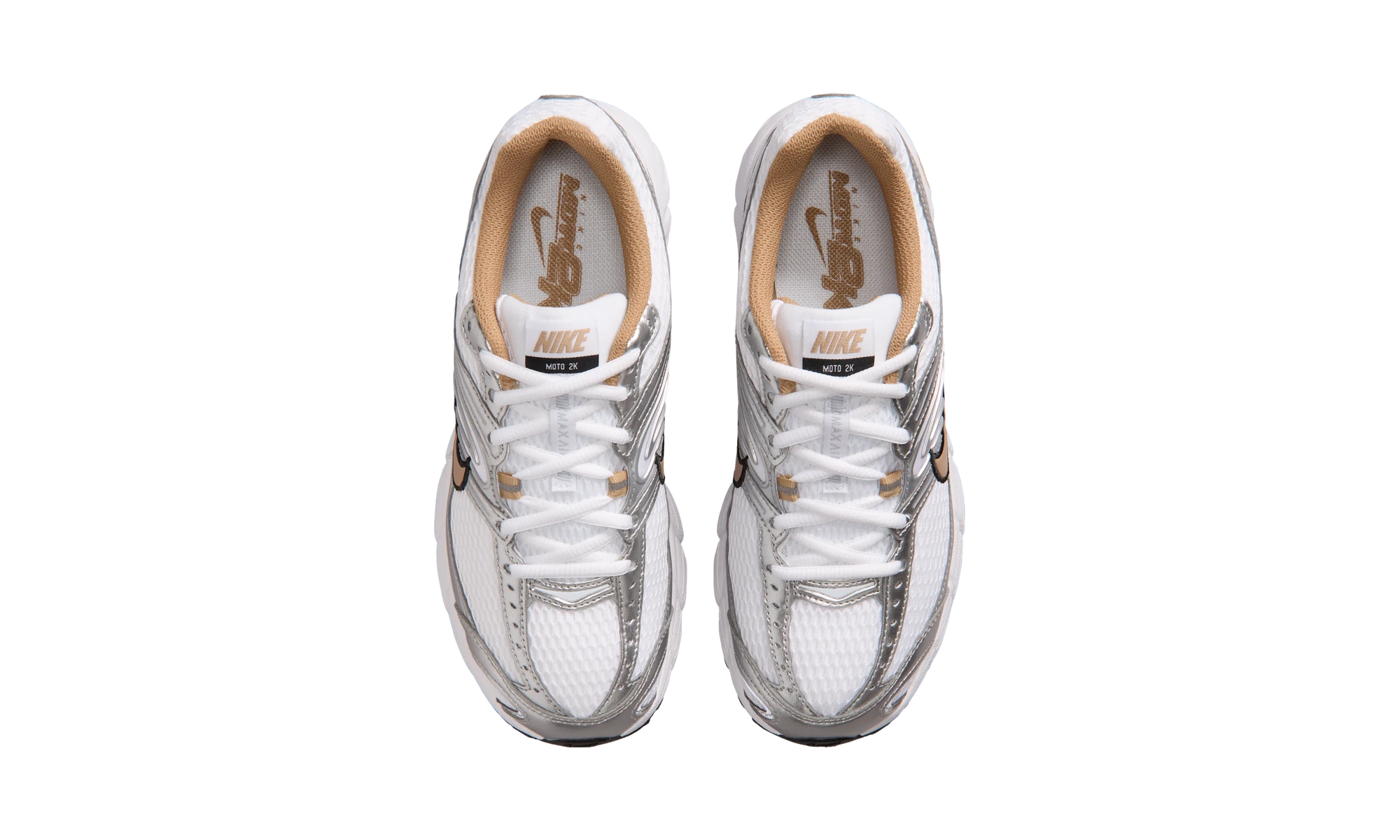 Nike Air Max Moto 2K shoes with reflective accents White/Metallic Silver/Black/British Khaki