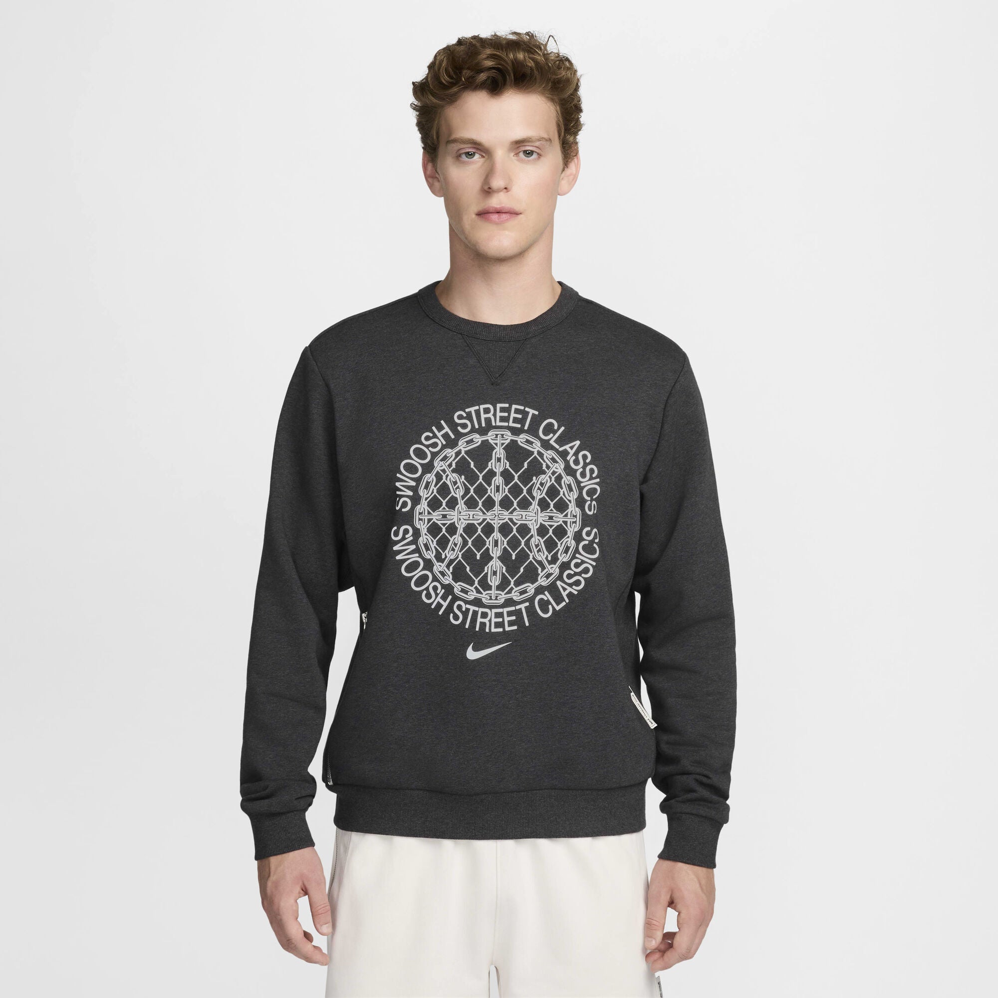 Nike Standard Issue Dri-FIT Basketball Crew-Neck Sweatshirt Black/Heather/Pale Ivory