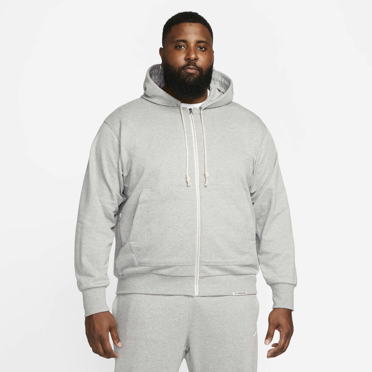 Nike Standard Issue Dri-FIT Full-Zip Basketball Hoodie Dark Grey Heather/Pale Ivory