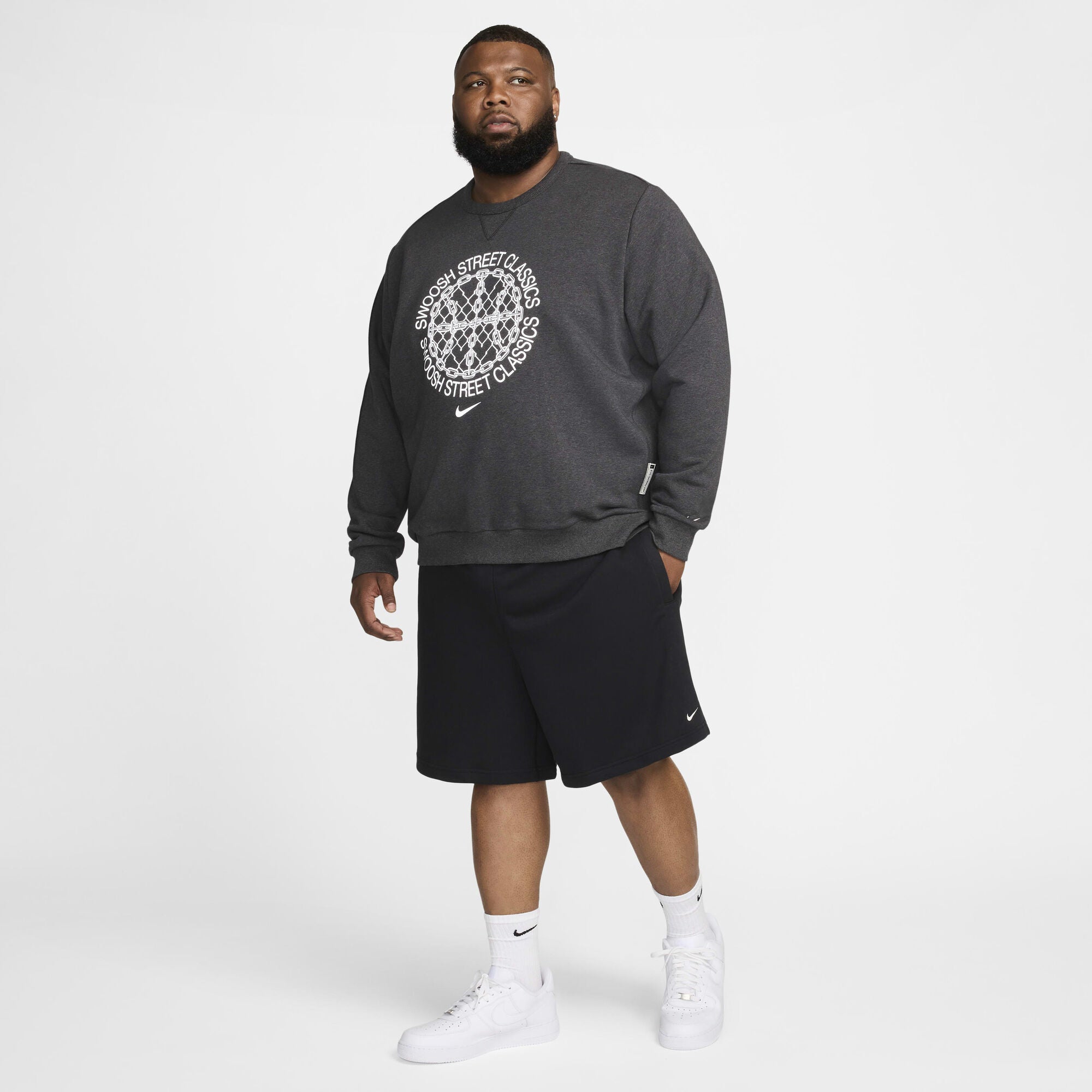 Nike Standard Issue Dri-FIT Basketball Crew-Neck Sweatshirt Black/Heather/Pale Ivory