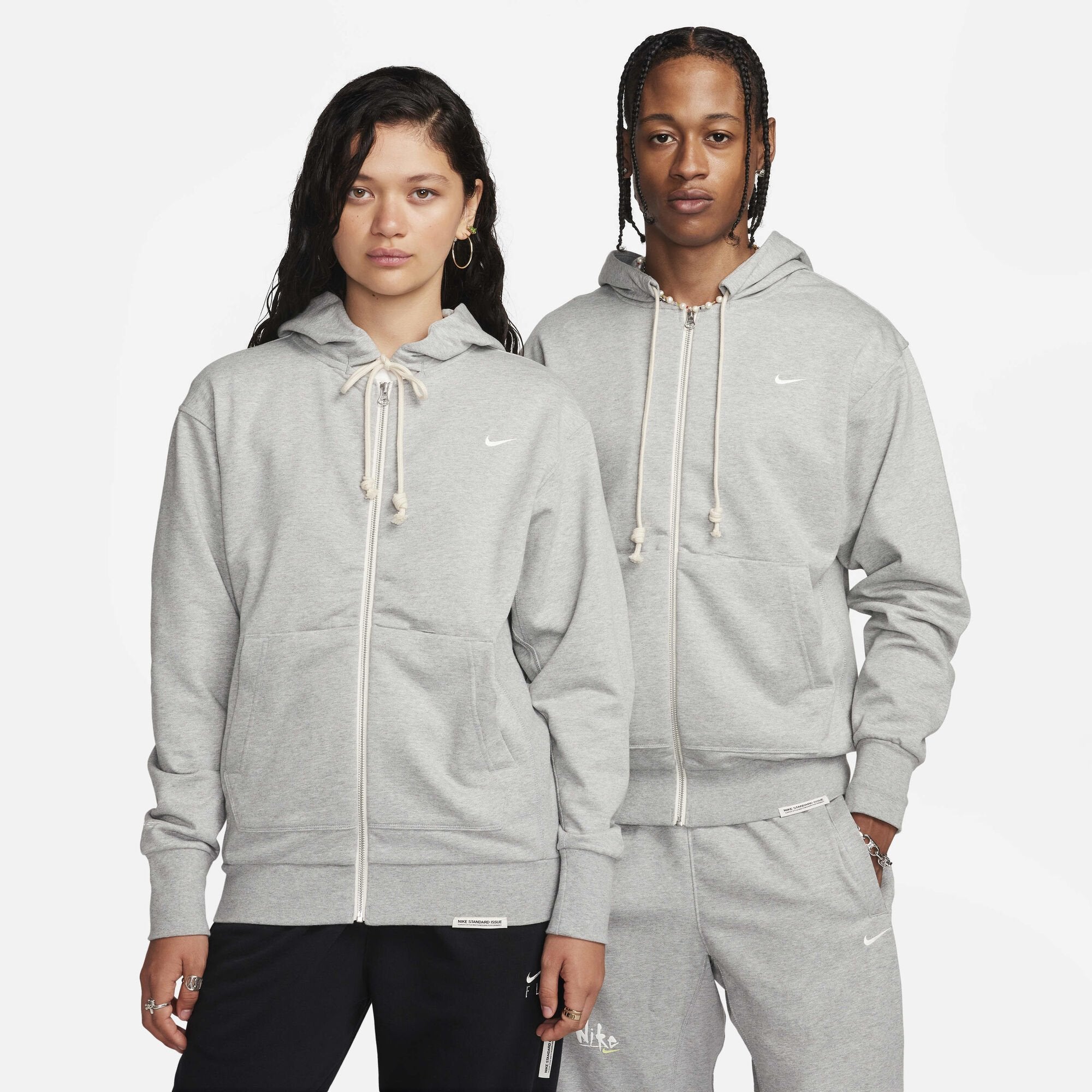 Nike Standard Issue Dri-FIT Full-Zip Basketball Hoodie Dark Grey Heather/Pale Ivory