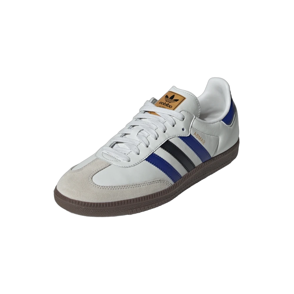 Adidas Samba OG Crystal White Active Blue Black, Crystal White/Active Blue/Matte Gold (ID1381)