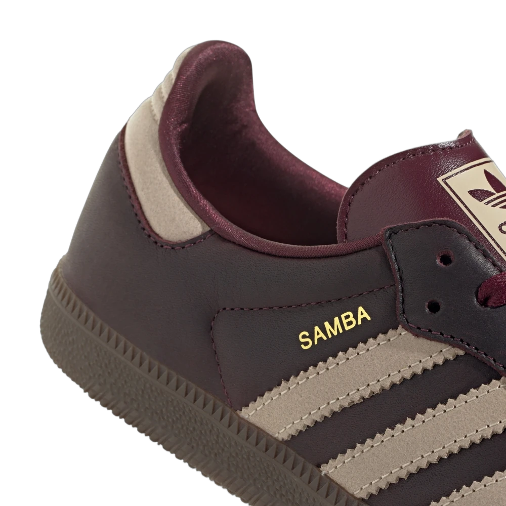 Adidas Samba OG Maroon Crystal Sand, Maroon/Crystal Sand/Gold Metallic Sneakers (IF7004)