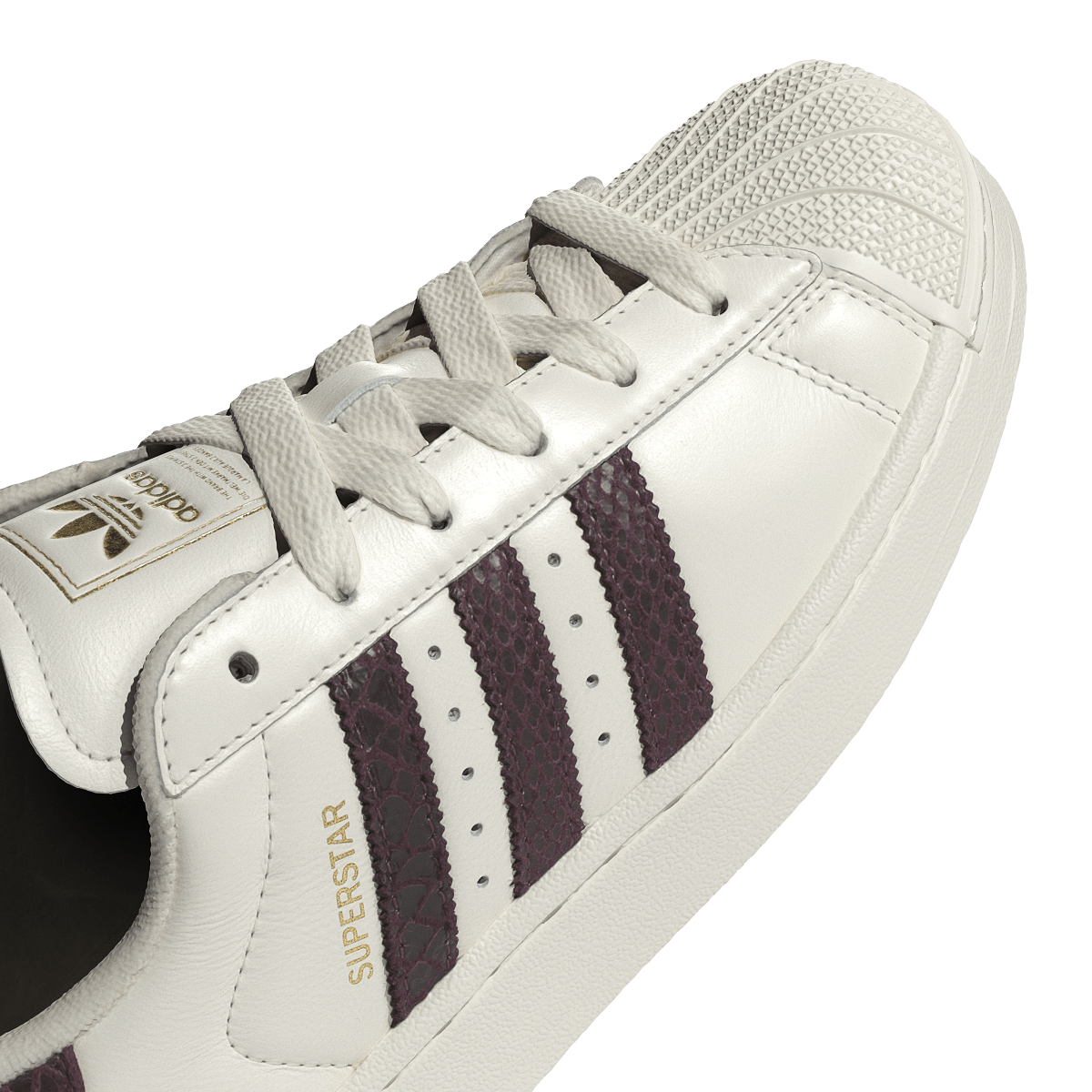 Adidas Superstar II Off White Maroon Snakeskin