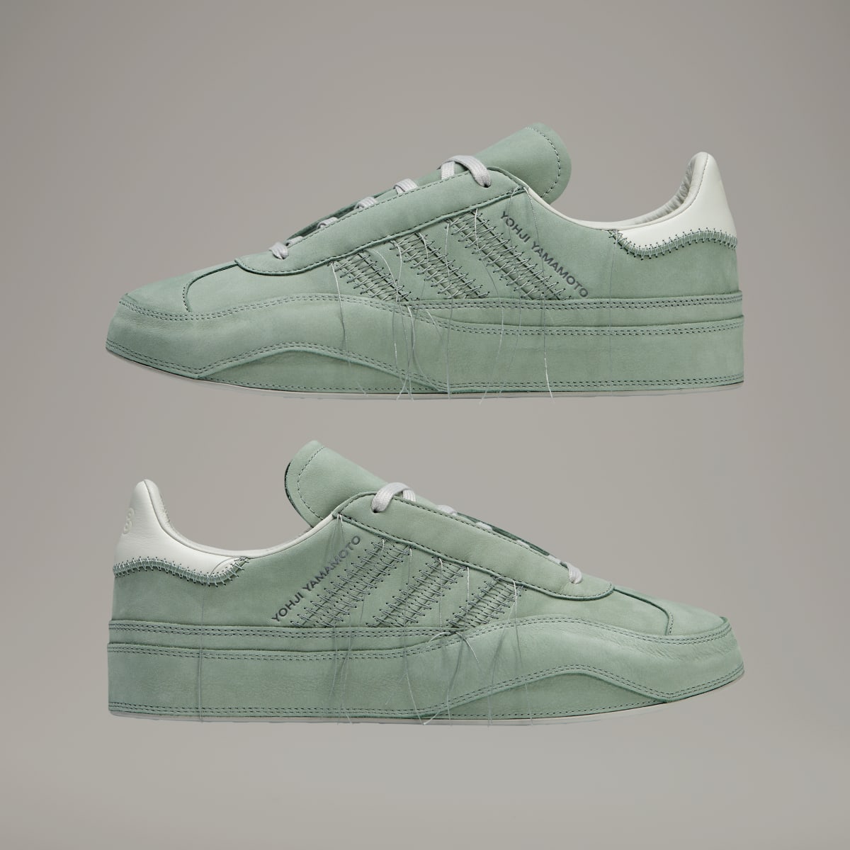 Adidas Y-3 Gazelle Silver Green Off White Light Brown