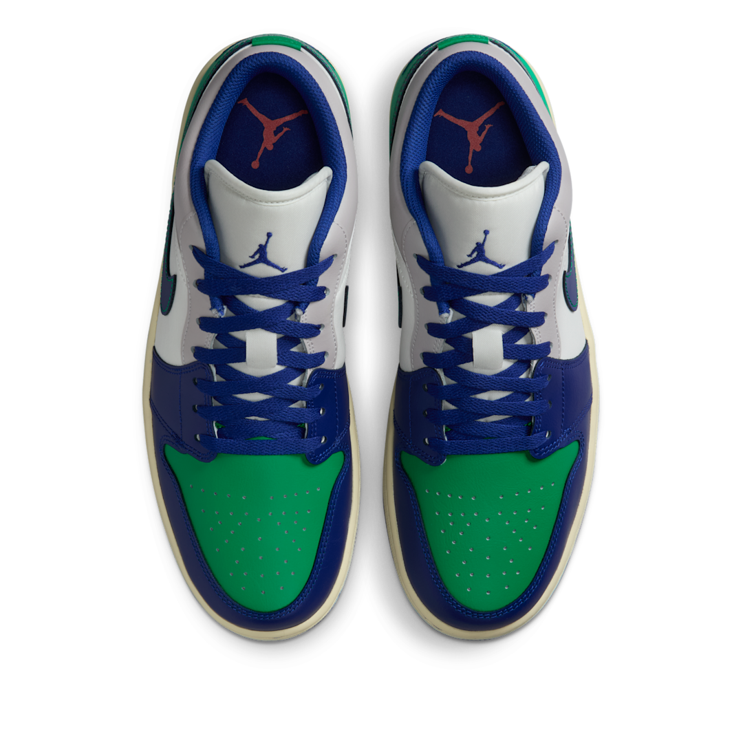 Air Jordan 1 Low Rare Air, Sail/Deep Royal Blue/Stadium Green/Neutral Grey/Muslin (553558-147)