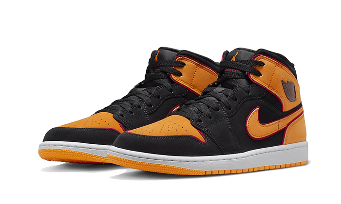 Air Jordan 1 Mid Fat Tongue Black Orange, Black/Orange (FJ4923-008 / FJ4924-008)