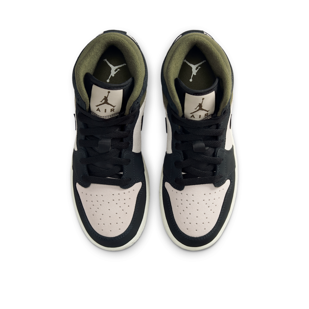 Air Jordan 1 Mid Off Noir Medium Olive, Light Orewood Brown/Medium Olive/Sail/Off Noir (HV4399-102)