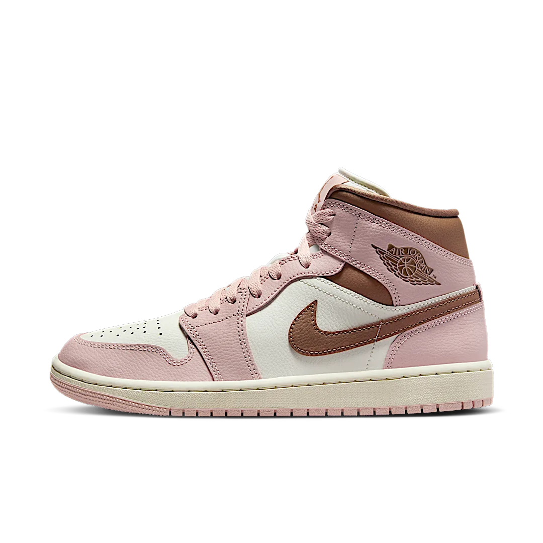 Air Jordan 1 Mid Pink Oxford Brown, Pink Oxford/Sail/Archaeo Brown (BQ6472-620)