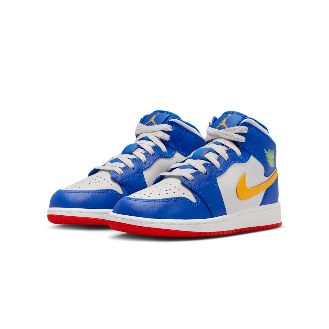 Air Jordan 1 Mid Racer Blue Red Gold