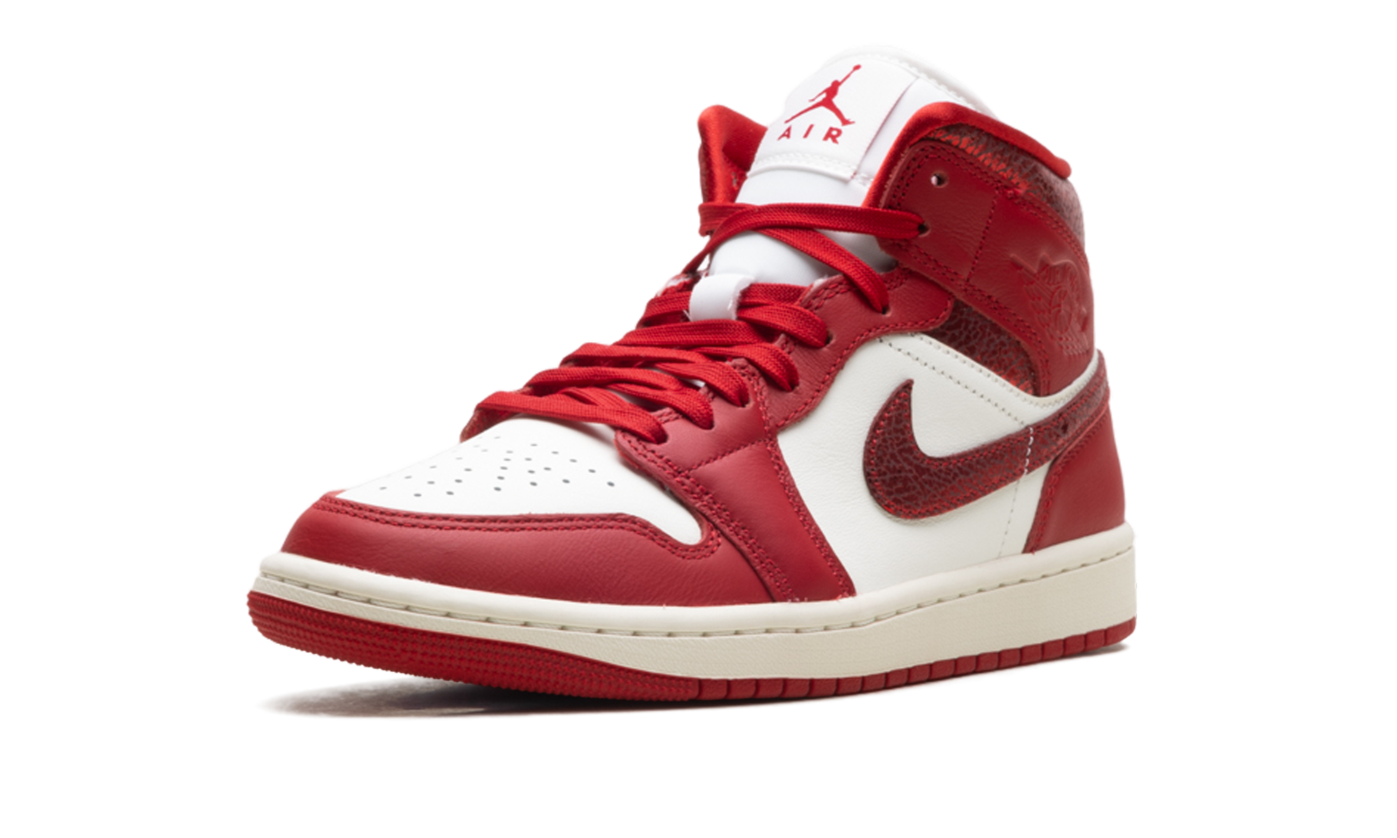 Air Jordan 1 Mid SE Red Cracked Leather
