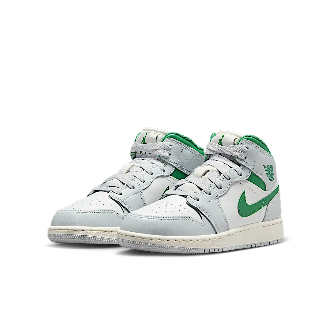 Air Jordan 1 Mid White Pure Platinum Pine Green, Summit White/Pure Platinum/Sail/Pine Green (DQ8423-142)