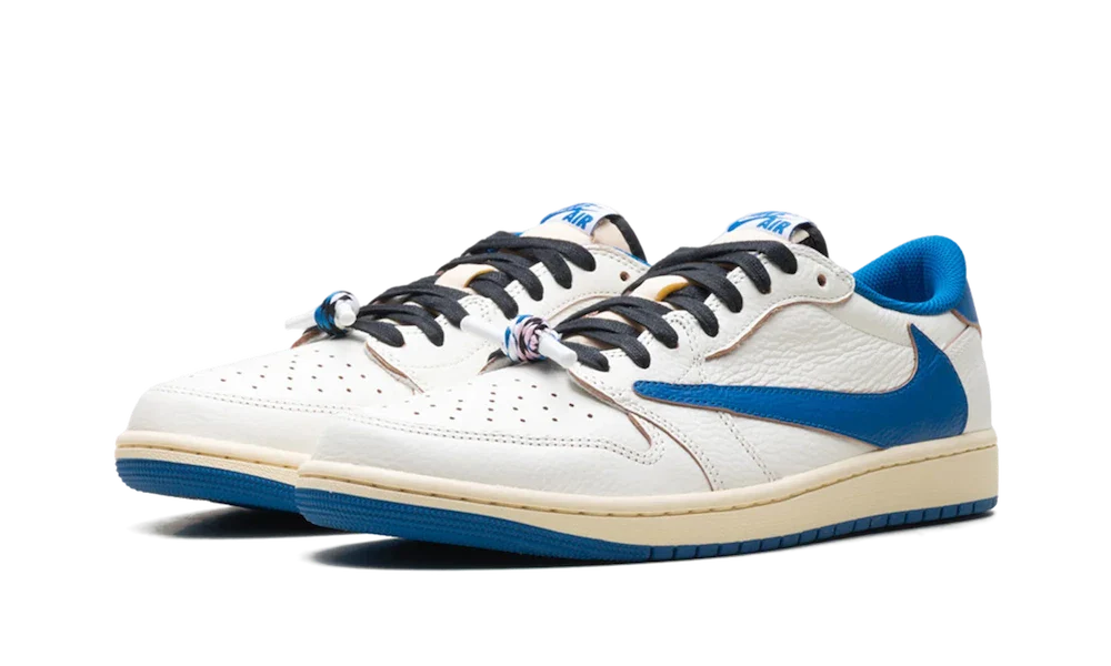 Air Jordan 1 Retro Low OG SP Fragment x Travis Scott Sail Military Blue, Sail/Black/Muslin/Military Blue (DM7866-104)