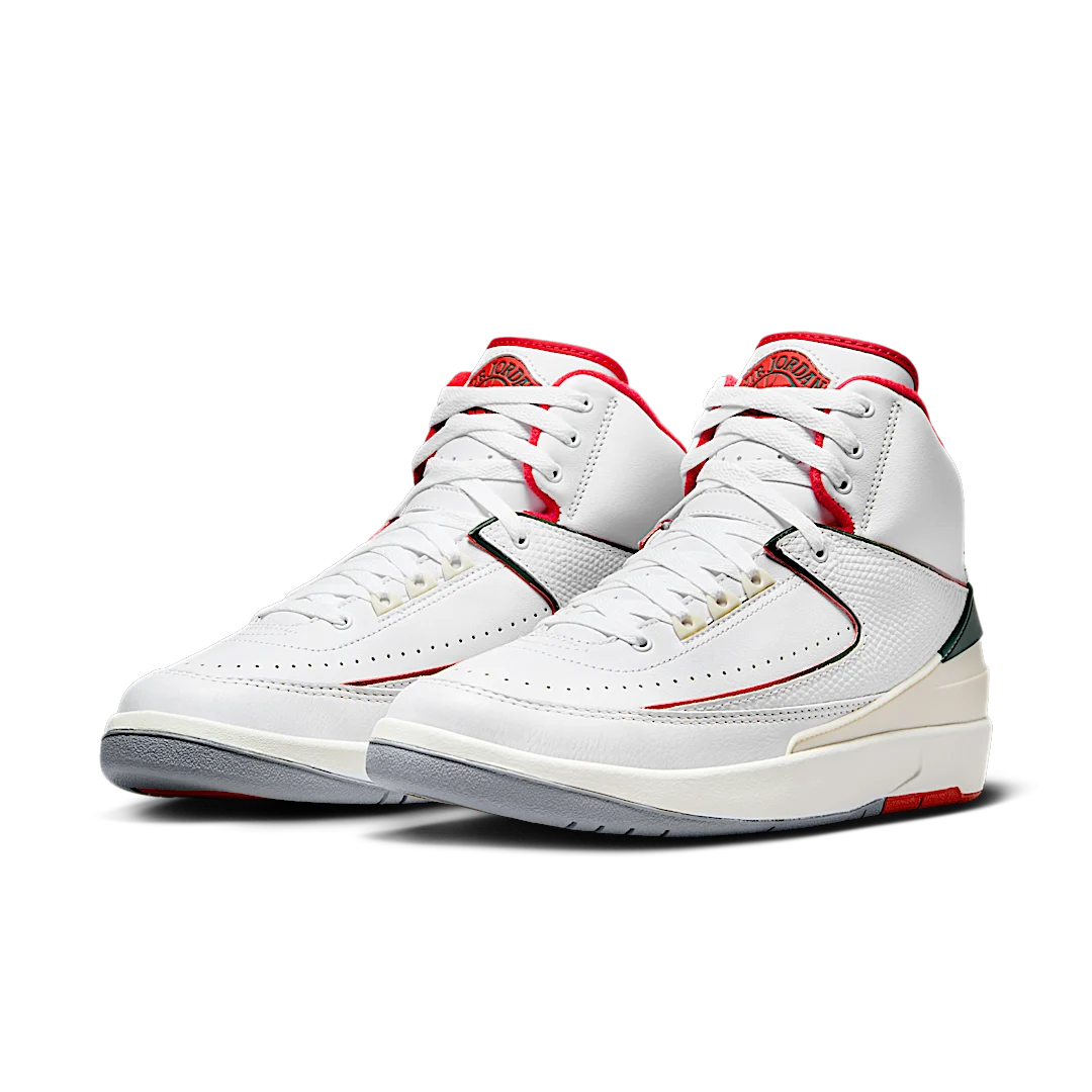 Air Jordan 2 Retro Origins, White/Fire Red-Fir-Sail-Cement Grey (DR8884-101 / DQ8562-101)
