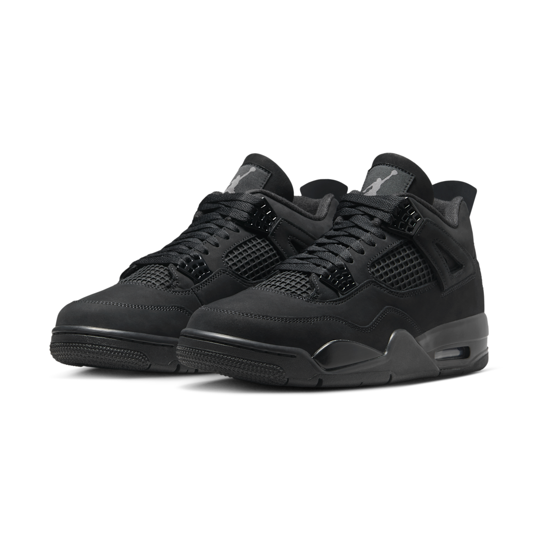Air Jordan 4 Retro Black Cat (2025), Black/Black/Light Graphite (FV5029-010 / IB4171-010)