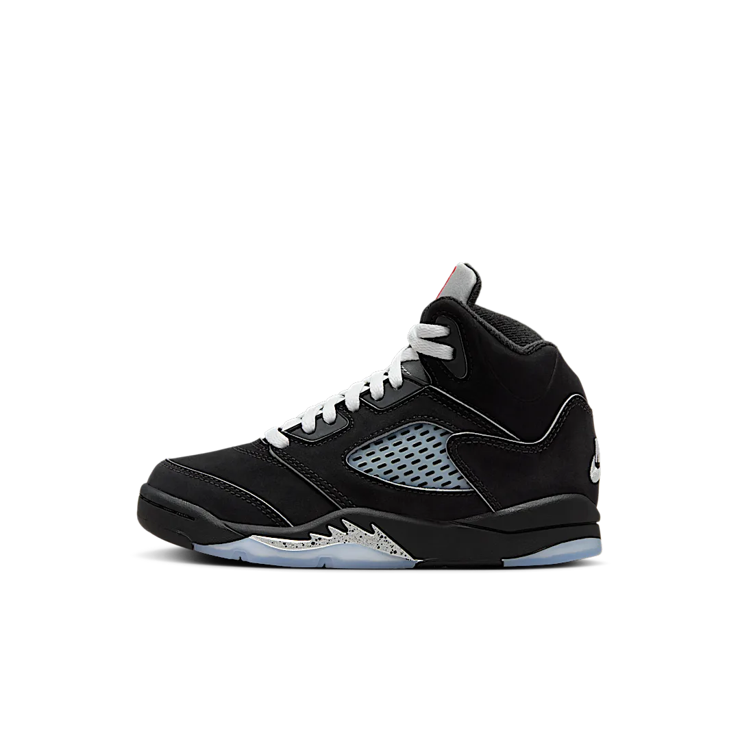 Air Jordan 5 Retro OG Black Metallic Reimagined (PS), Black/White-Metallic Silver-Fire Red (HF3978-001)