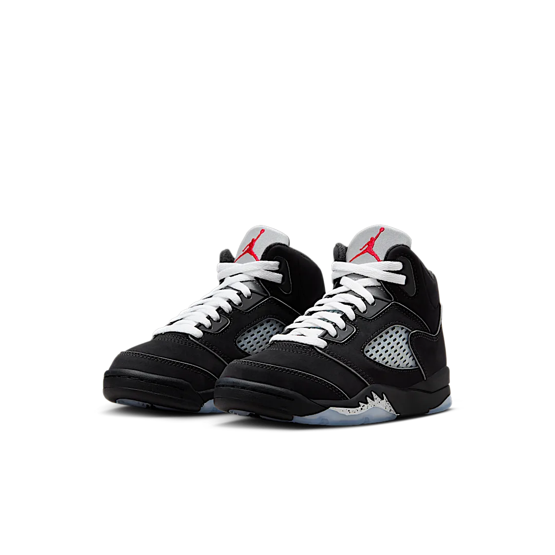 Air Jordan 5 Retro OG Black Metallic Reimagined (PS), Black/White-Metallic Silver-Fire Red (HF3978-001)