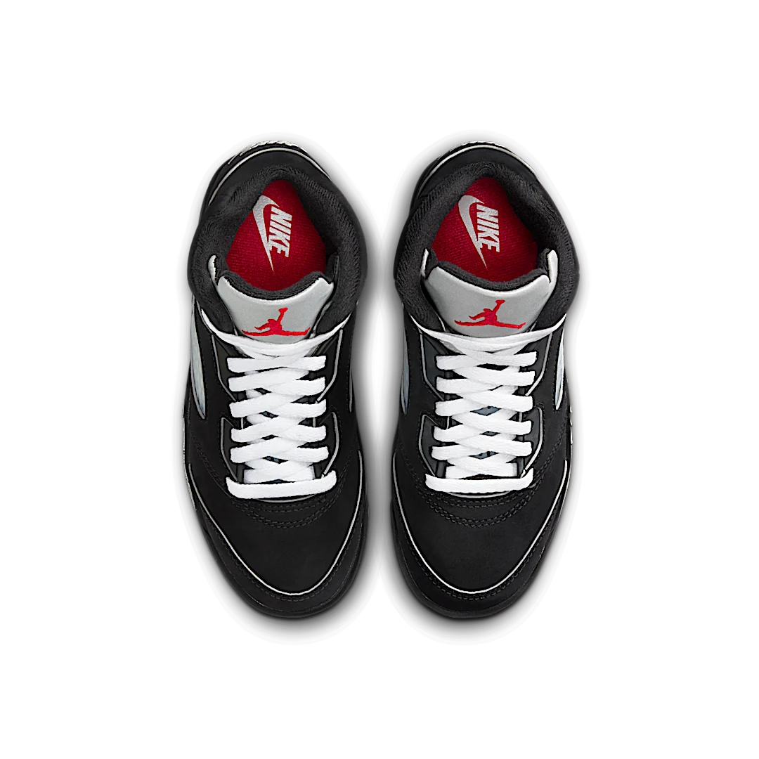 Air Jordan 5 Retro OG Black Metallic Reimagined (PS), Black/White-Metallic Silver-Fire Red (HF3978-001)