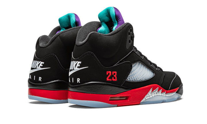 Air Jordan 5 Retro Top 3, Black/Fire Red-Grape Ice-New Emerald (CZ1786-001)