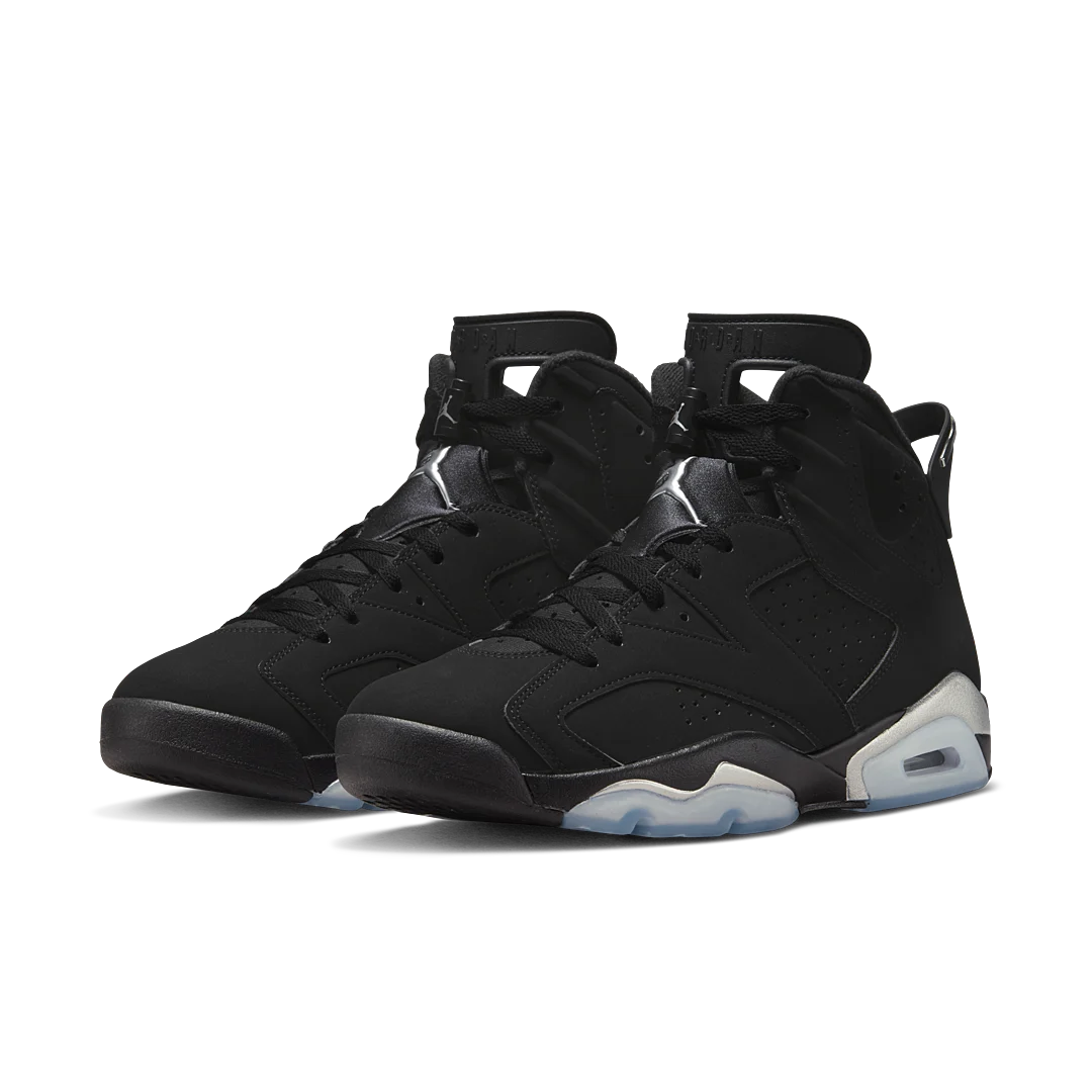 Air Jordan 6 Retro Chrome, Black/Black/Metallic Silver (DX2836-001 / DX2835-001)