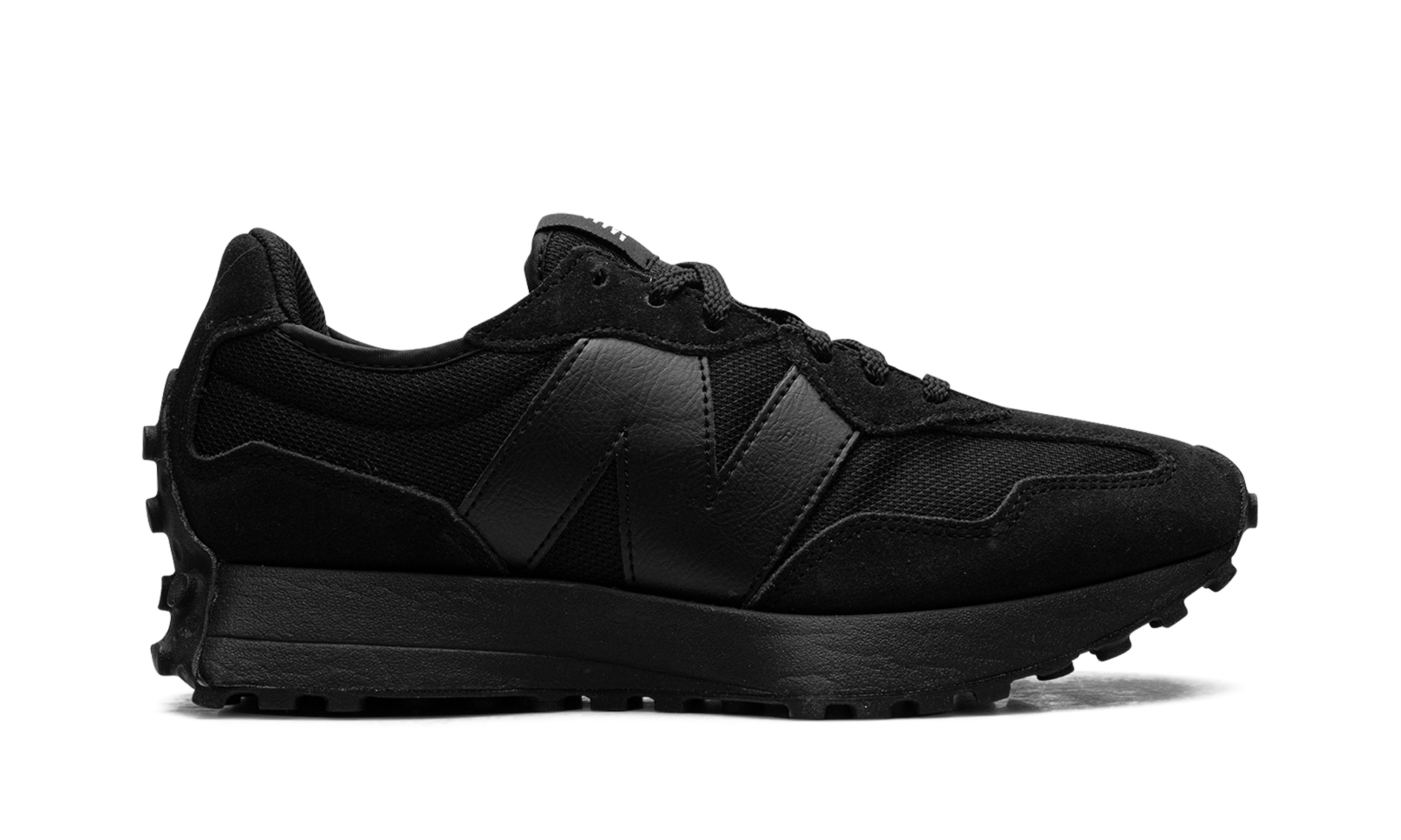 New Balance 327 Black White Tongue Logo