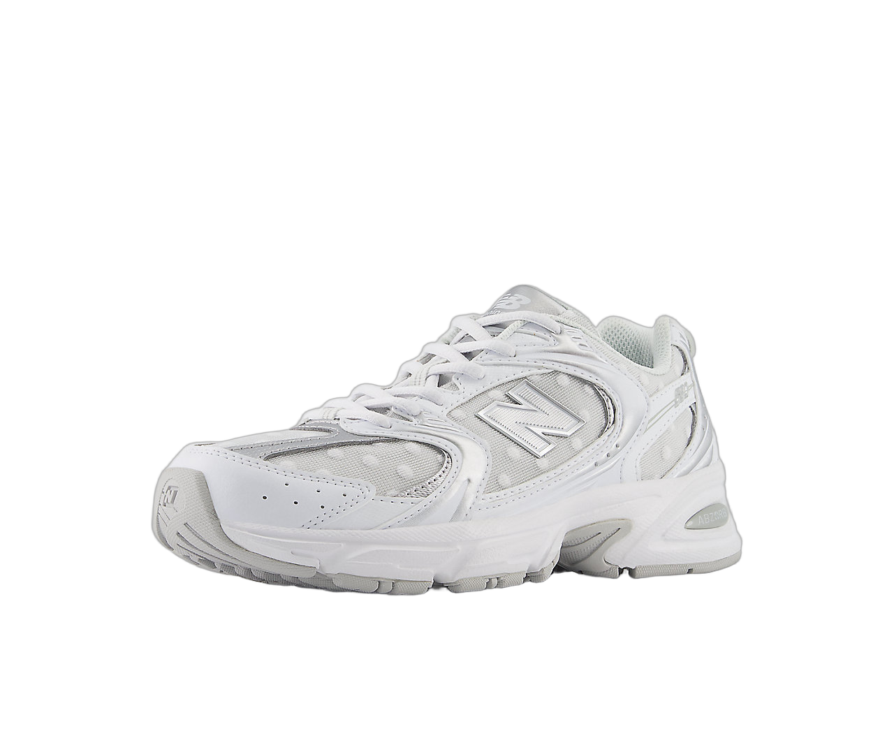 New Balance 530 Silver Metallic Polka Dots, White/Silver Metallic (U530HFW)