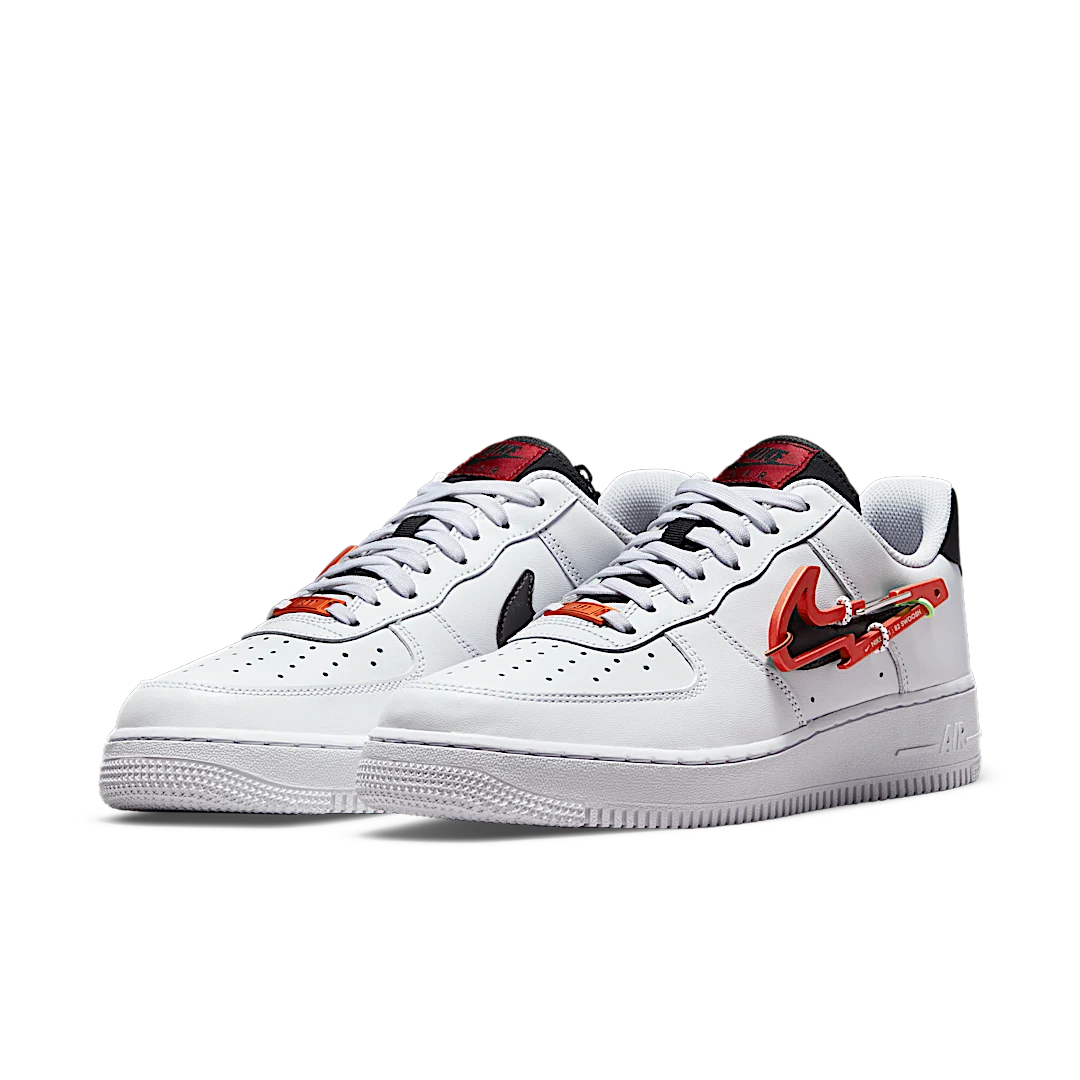 Nike Air Force 1 Low Carabiner Swoosh Red, White/Black-Pomegranate-Habanero Red (DH7579-100)