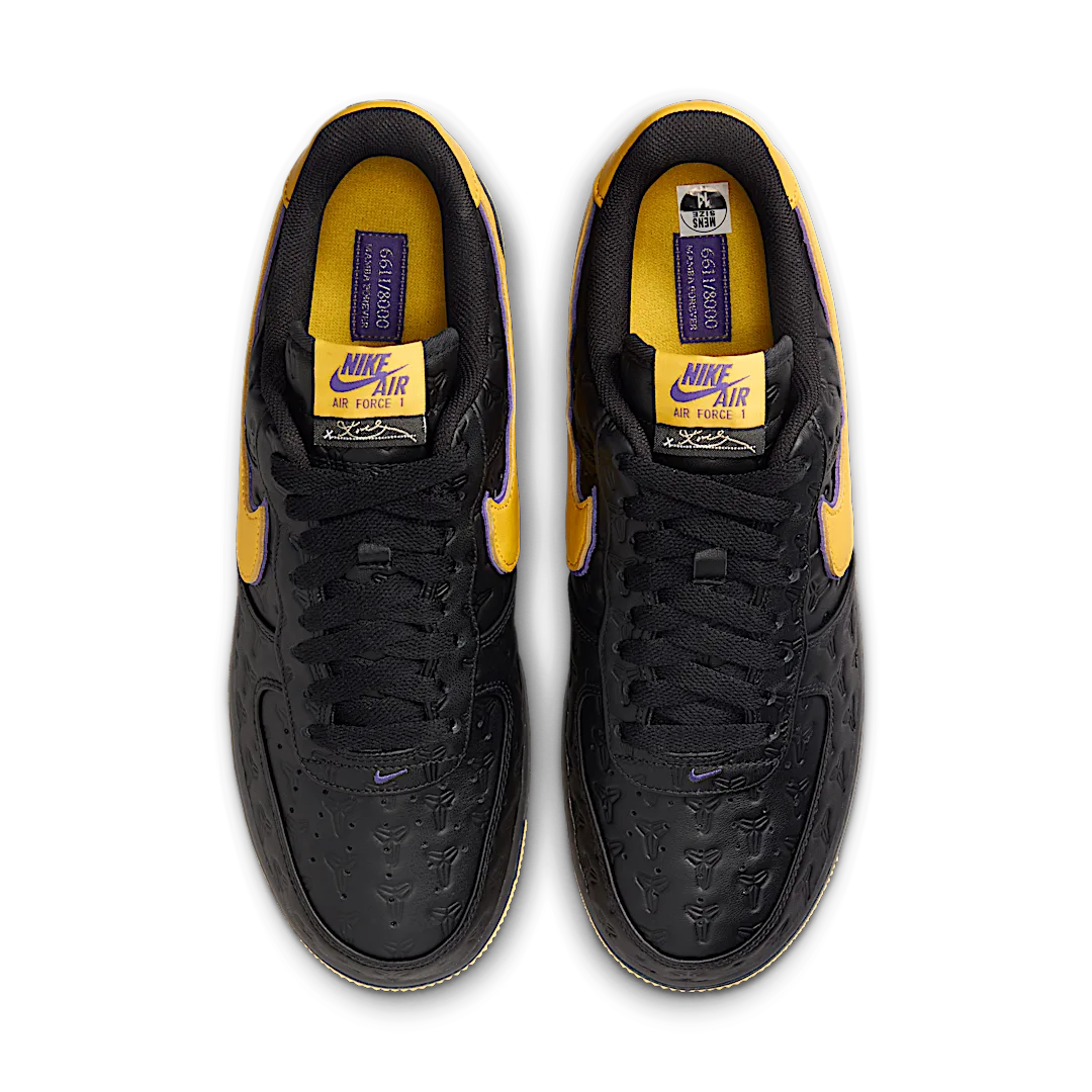 Nike Air Force 1 Low Kobe Bryant Lakers Away (Numbered Edition of 8000), Black/Varsity Maize/Varsity Purple (HV5122-001)