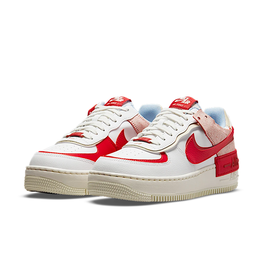 Nike Air Force 1 Low Shadow Cracked Leather, White/Red/Pink (CI0919-108)