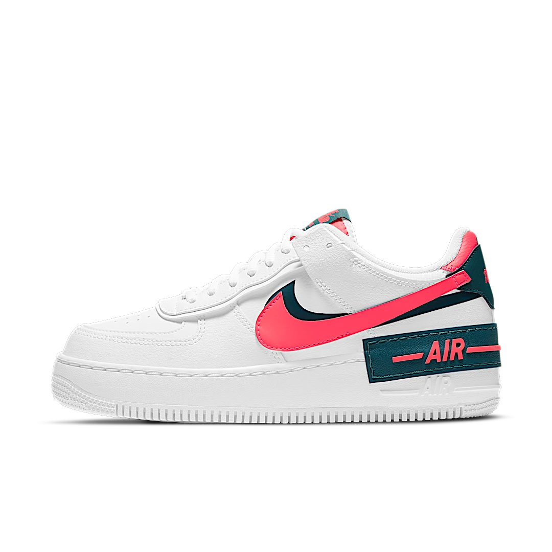 Nike Air Force 1 Low Shadow White Solar Red, White/Solar Red/White/Dark Teal Green (DB3902-100)