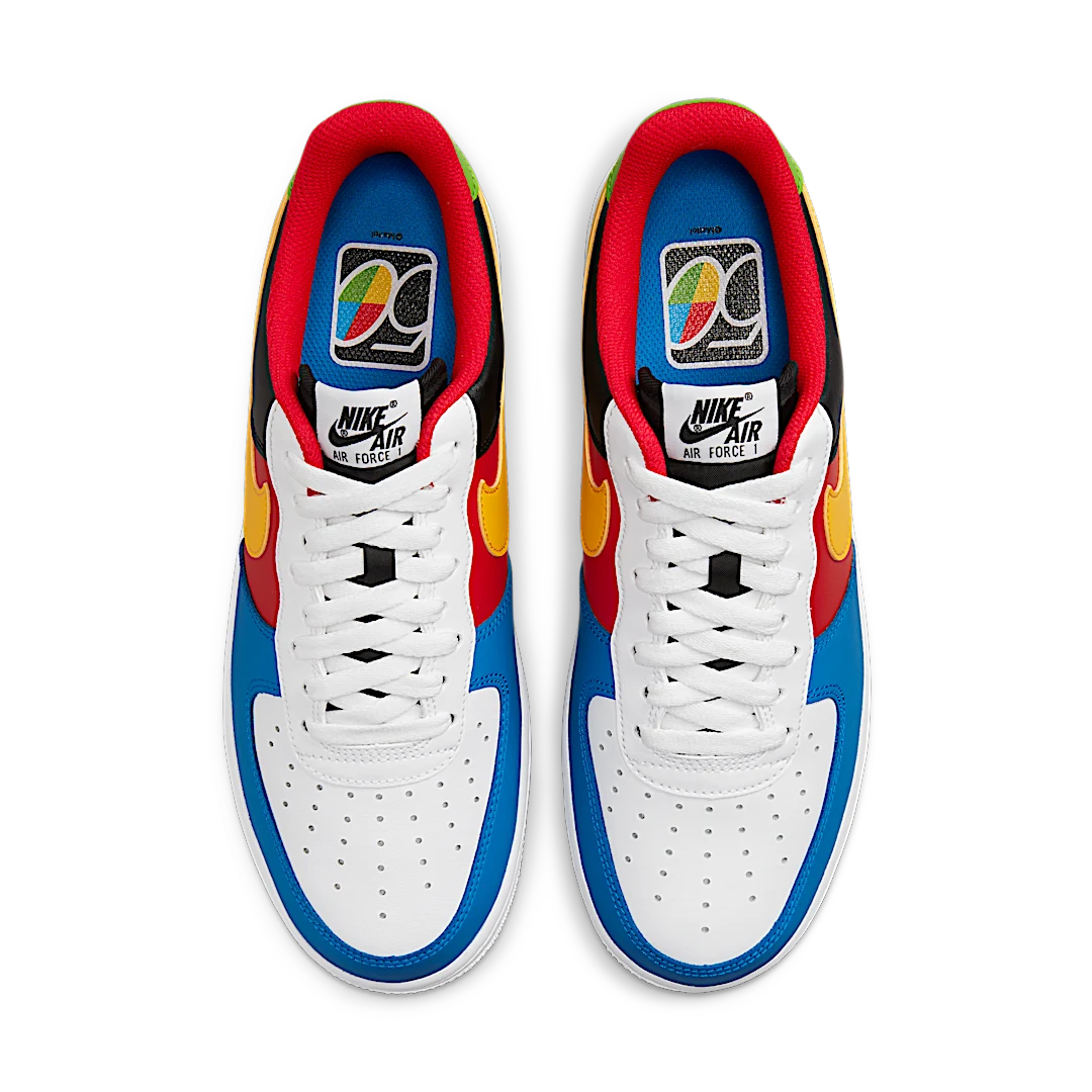 Nike Air Force 1 Low '07 QS Uno, White/Yellow Zest-University Red (DC8887-100 / DO6634-100)