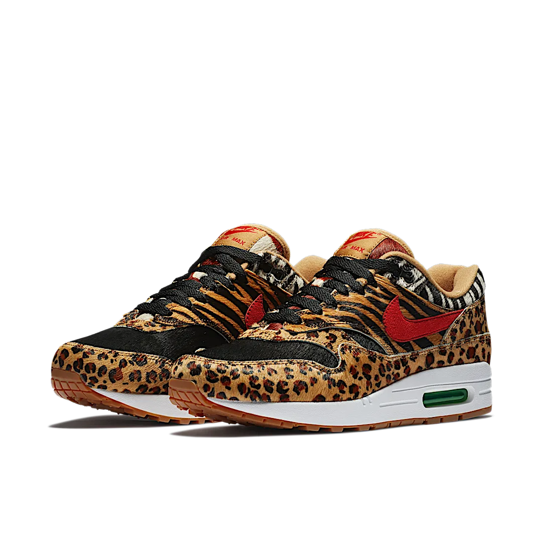 Nike Air Max 1 atmos Animal Pack 2.0 (All Black Box) (2018), Wheat/Sport Red-Bison-Classic Green (AQ0928-700)
