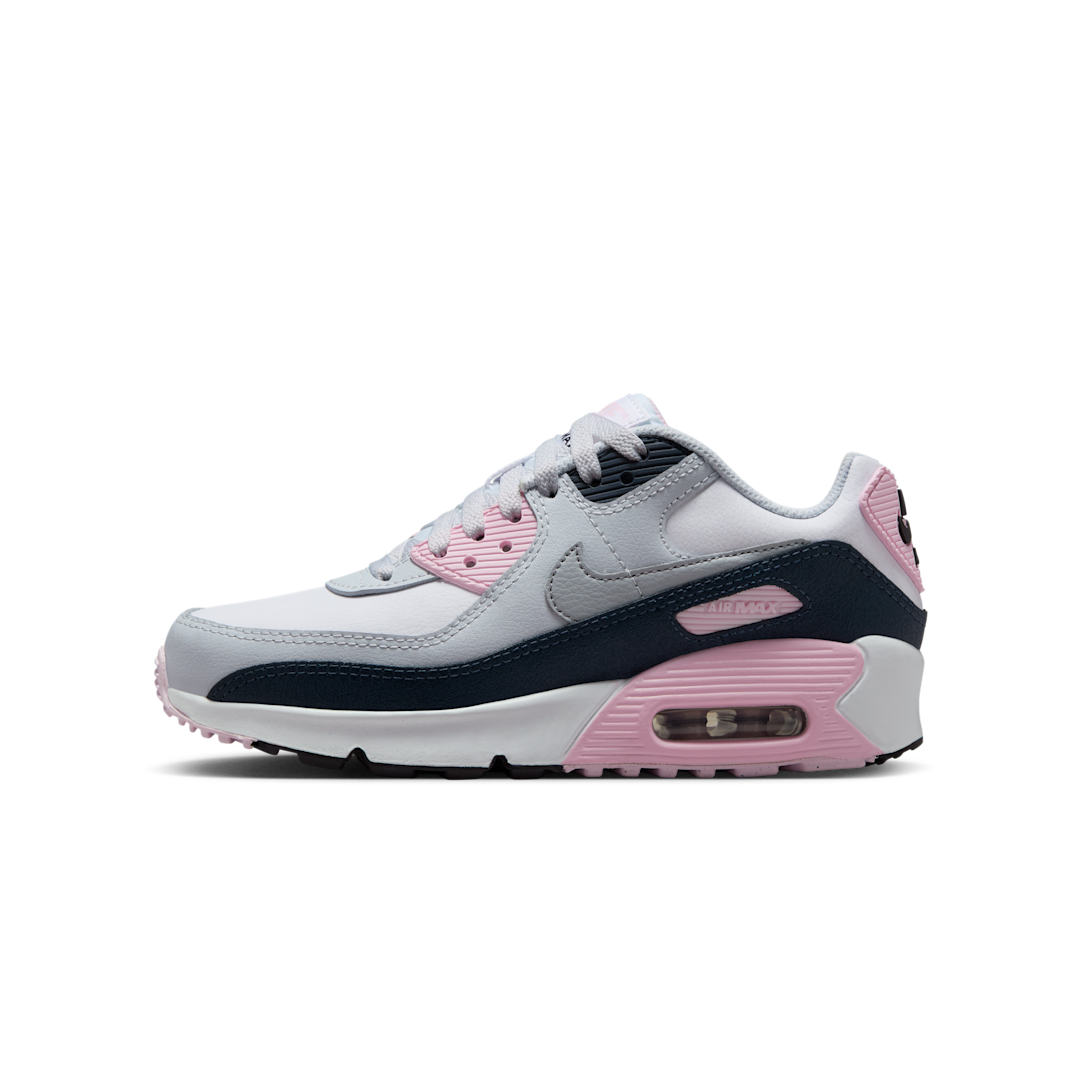 Nike Air Max 90 LTR White Pink Foam Armory Navy Wolf Grey, White/Pink Foam/Armory Navy/Wolf Grey (CD6864-134)