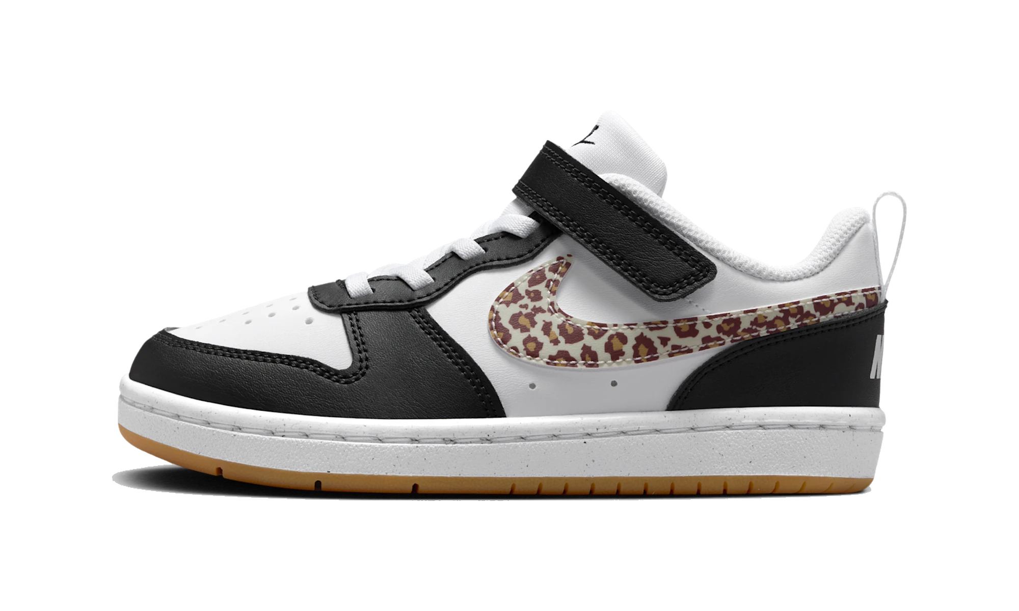 Nike Court Borough Low Black White Leopard Swoosh (PS)
