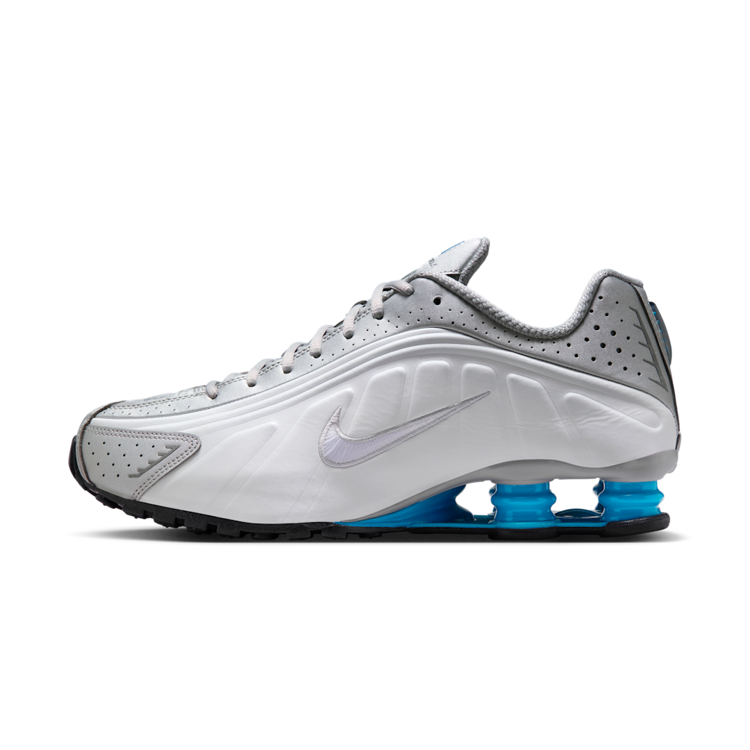Nike Shox R4 Metallic Silver White Blue Lagoon, Metallic Silver/White/Blue Lagoon/Blue Lagoon (HQ1988-005)