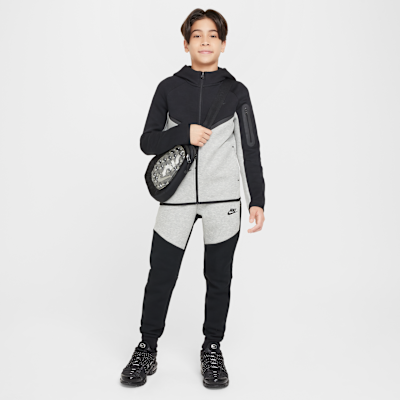 Nike Sportswear Tech Fleece Older Kids' Full-Zip Hoodie Dark Grey Heather/Black/Black/Black
