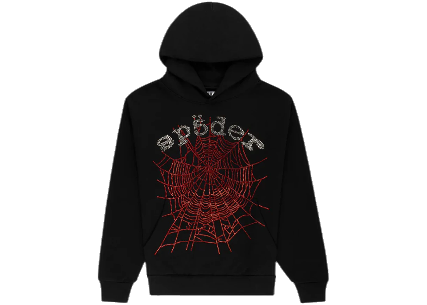 Sp5der Rhinestone OG Web V2 Hoodie Black, Black (sp5der-rhinestone-og-web-v2-hoodie-black)