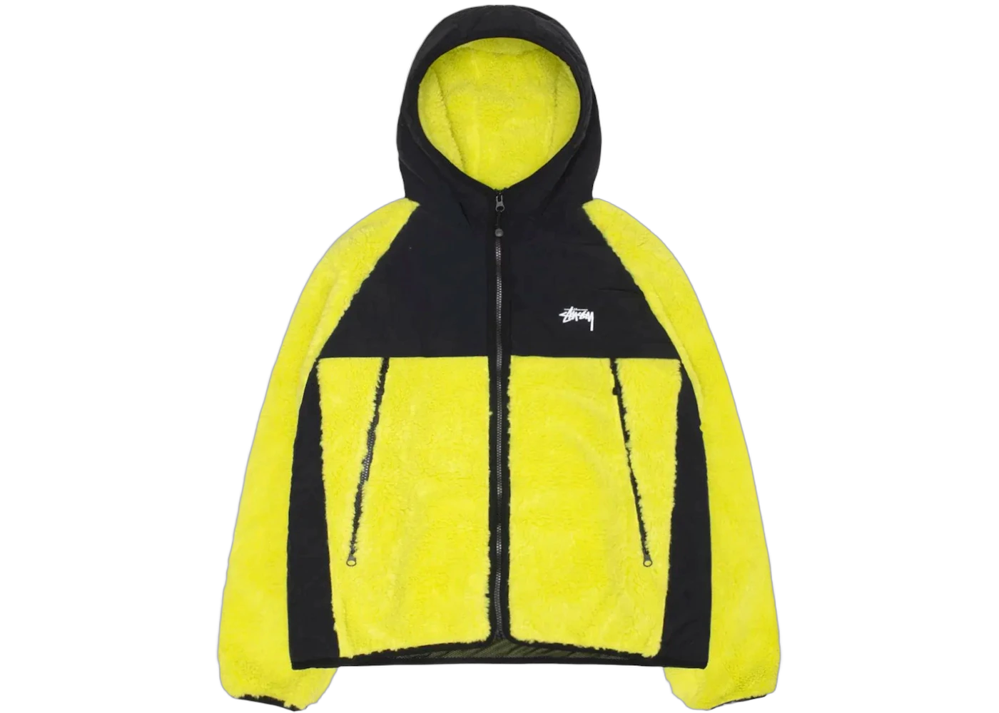 Stussy Sherpa Paneled Hooded Jacket Lime