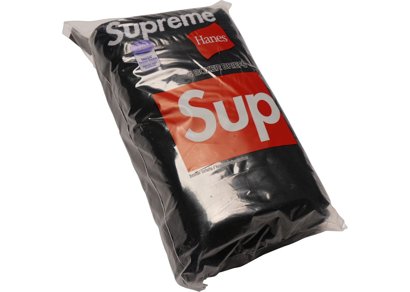 Supreme Hanes Boxer Briefs (4 Pack) Black, Black (supreme-hanes-boxer-briefs-black)
