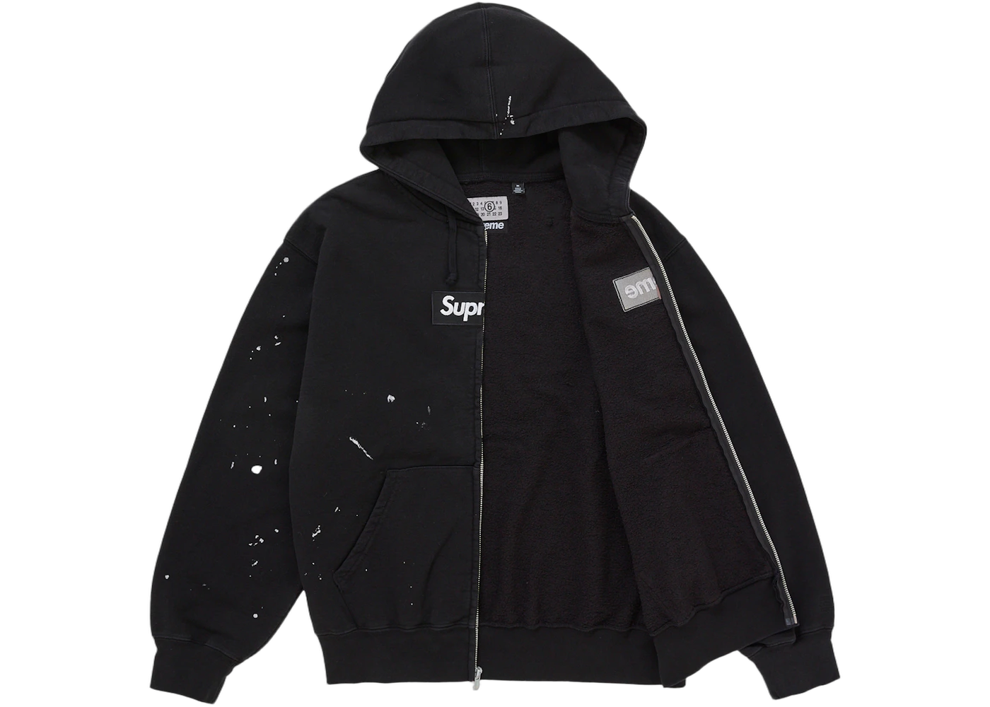 Supreme MM6 Maison Margiela Box Logo Zip Up Hooded Sweatshirt Black