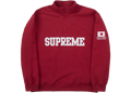 Supreme Tokyo Shop Flag Half Zip Pullover Dark Red