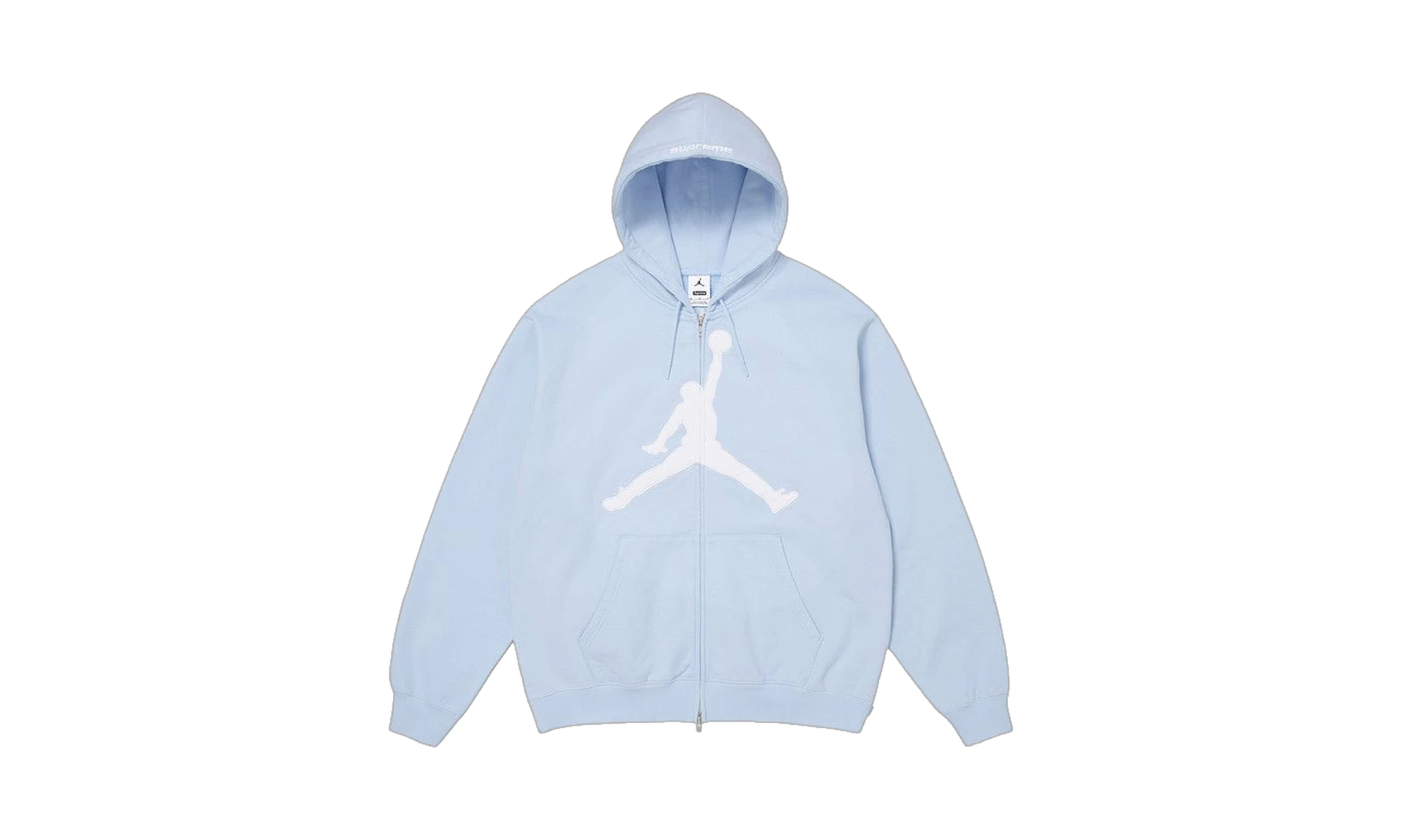 Supreme x Air Jordan Zip Up Hooded Sweatshirt Light Blue