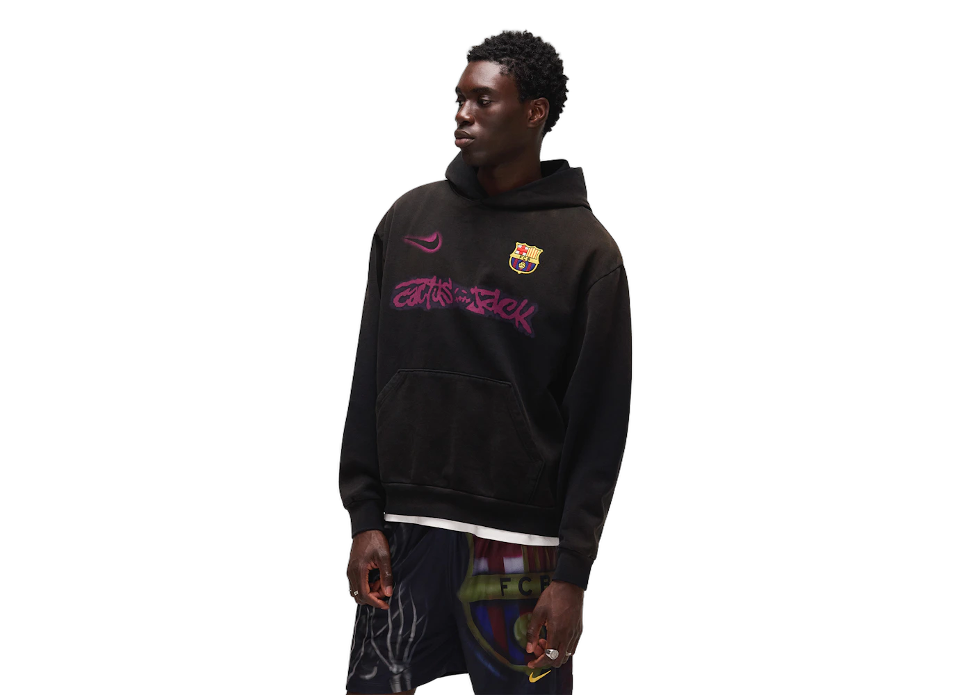 Travis Scott x Nike x FC Barcelona Spray Logo Hoodie Black