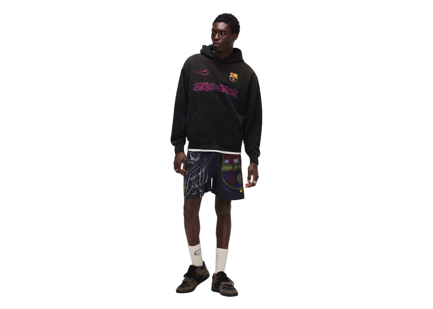 Travis Scott x Nike x FC Barcelona Spray Logo Hoodie Black